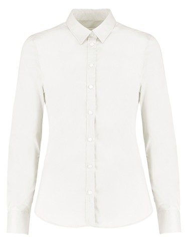 KUS-KK782-Womens Tailored Fit Stretch Oxford Shirt Long Sleeve
